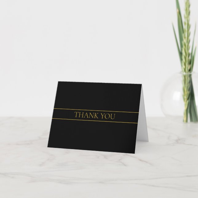 Carte De Remerciements Texte et lignes Gold personnalisables (Devant)
