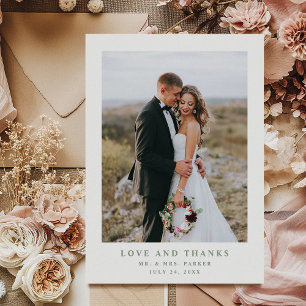 Carte De Remerciements Texte et photo élégants de White et Sage Mariage