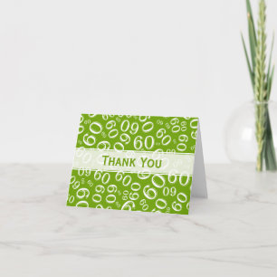 Carte De Remerciements Thank You 60th Birthday Number Pattern Green/White