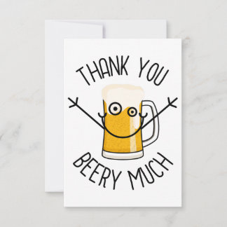 Carte De Remerciements Thank You Beery Much - Silly Face