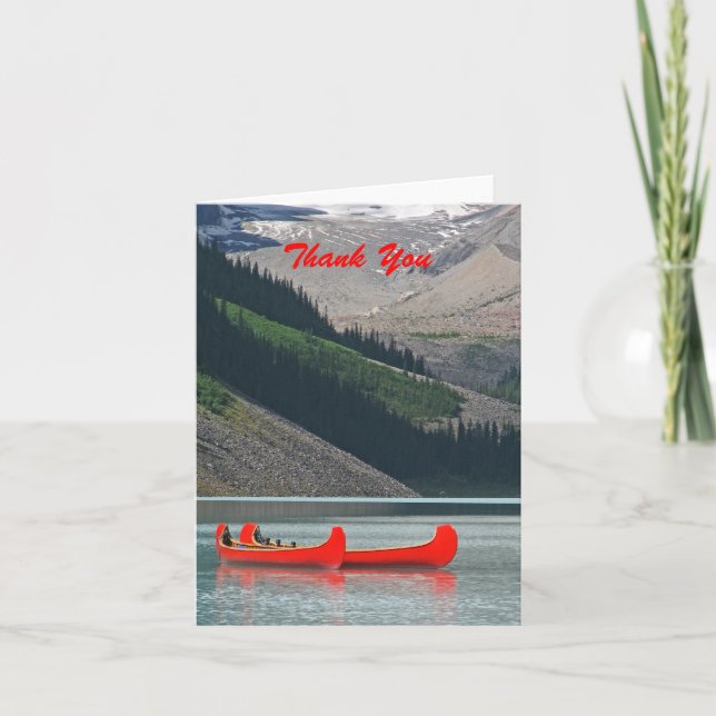 Carte De Remerciements Thank You, Blank Inside, Canoes et Mountains (Devant)