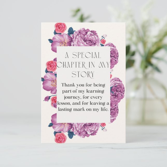 Carte De Remerciements thank you card for teacher (Debout devant)