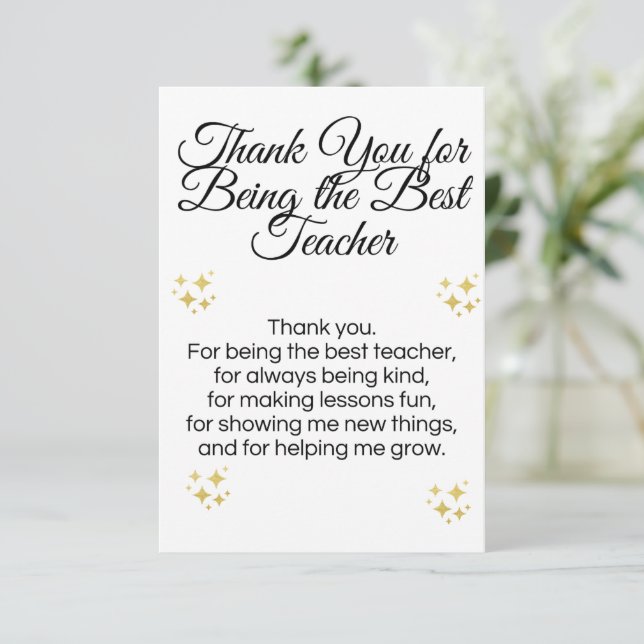 Carte De Remerciements Thank you card for teachers (Debout devant)
