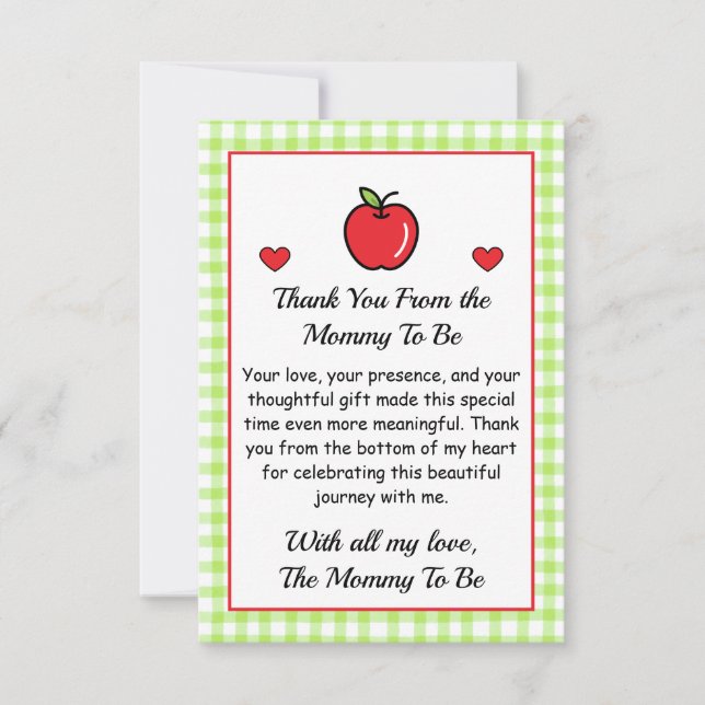 Carte De Remerciements Thank You Card from Mommy To Be – Baby Shower  (Devant)