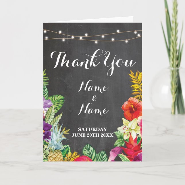 Carte De Remerciements Thank You Cards Bridal Tropical Lights (Devant)