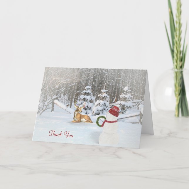Carte De Remerciements thank you-Christmas snowman and (Devant)