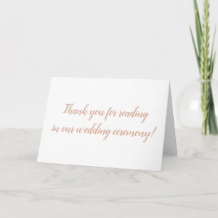 Carte De Remerciements Thank you for reading in our wedding ceremony card