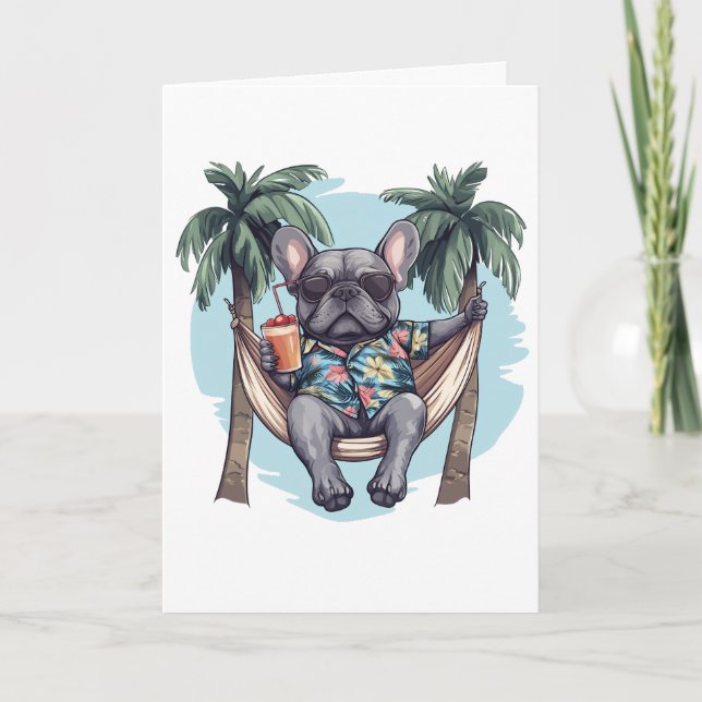 Carte De Remerciements Thank You French Bulldog In Hawaiian Top (Devant)