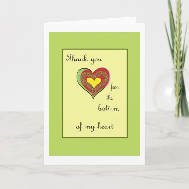 Carte De Remerciements Thank You from the bottom of my heart (Devant)