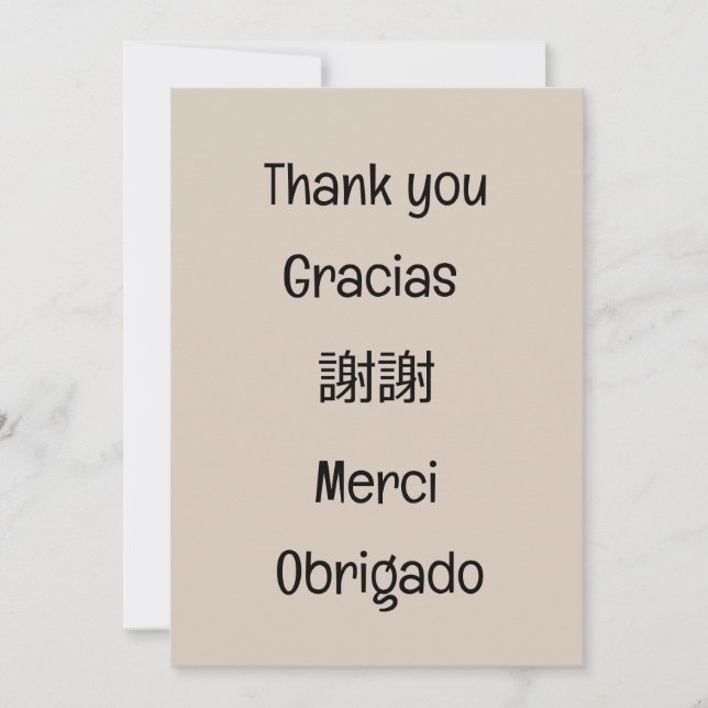 Carte De Remerciements Thank you-Gracias-謝謝-Merci-Obrigado Blank (Devant)
