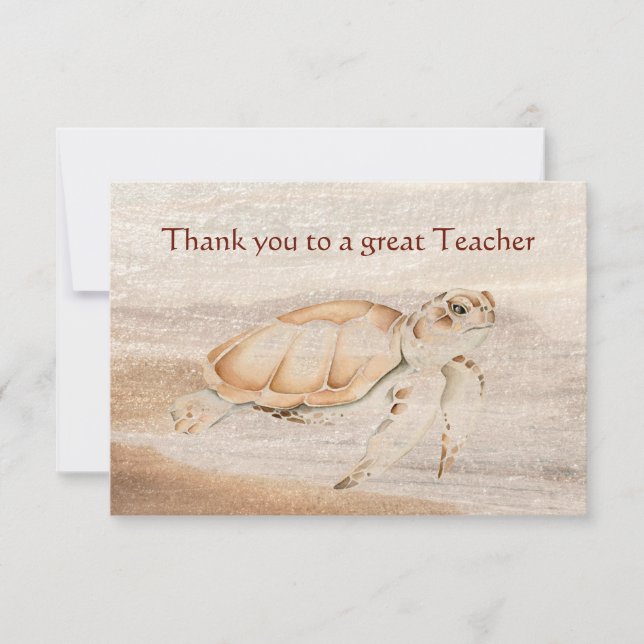 Carte De Remerciements Thank you Great Teacher Fun Turtle Animal (Devant)