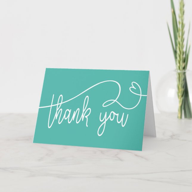 Carte De Remerciements Thank you note card folded blank teal (Devant)