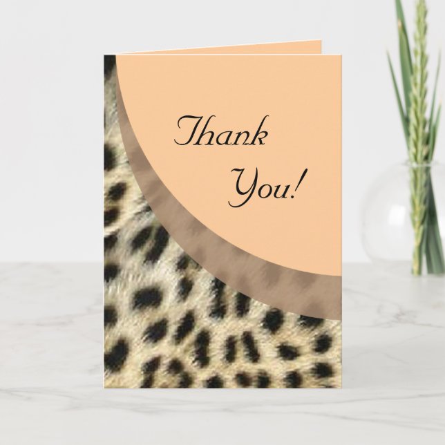 Carte De Remerciements Thank You Note ou Greeting Card Leopard Print (Devant)