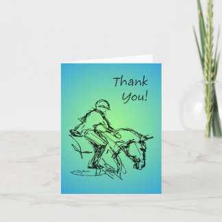 Carte De Remerciements Thank You Pony ! Bleu vert