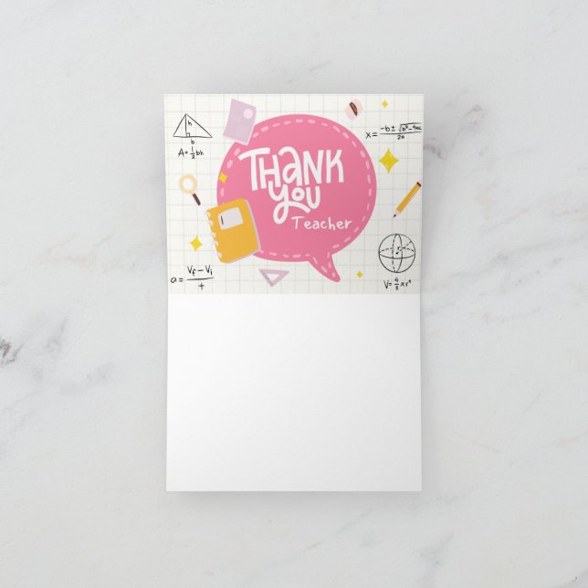 Carte De Remerciements Thank You Teacher Card (Intérieur)