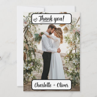Carte De Remerciements Thank You Wedding Card avec Picture (Back & Front)