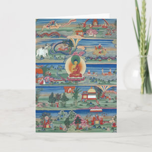 Carte De Remerciements Thanka peint par Bhutanese des contes de Jataka