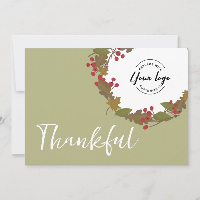 Carte De Remerciements Thankful Automne thème logo de l'entreprise action (Devant)