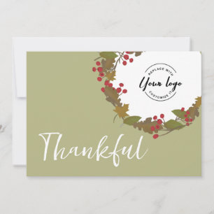 Carte De Remerciements Thankful Automne thème logo de l'entreprise action
