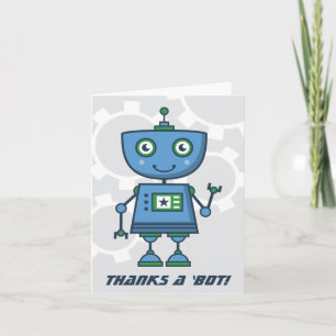 Carte De Remerciements Thanks Fête du Robot bleu
