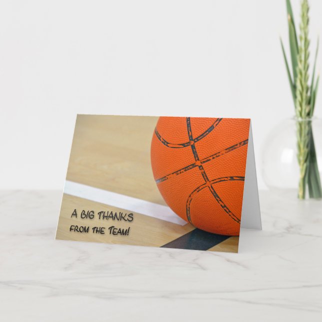 Carte De Remerciements Thanks for Basketball Coach (Devant)