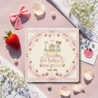 Carte De Remerciements Thanks For Helping Me Grow Brunette Strawberry