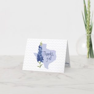 Carte De Remerciements Thanks Y'all Bluebonnet Texas