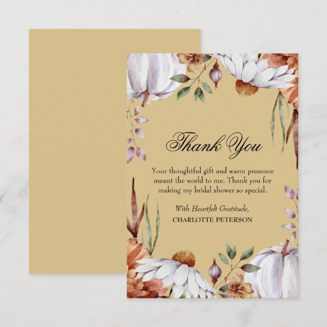 Carte De Remerciements Thanksgiving Automne Saison Automne Fête des marié (Devant / Derrière)