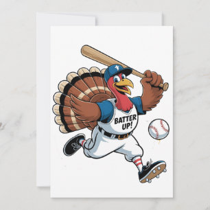 Carte De Remerciements Thanksgiving Baseball Turquie Batter Gobbler
