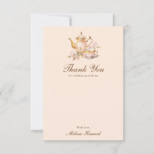 Carte De Remerciements Thé à Gogo Pastel Orange Or Réception de Mariage