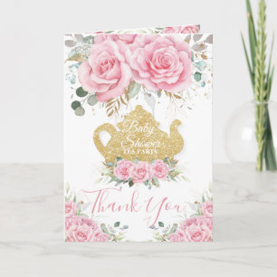 Carte De Remerciements Thé à la rose fête bébé Anniversaire de naissance