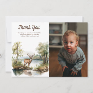 Carte De Remerciements The Big One | Rustic Birthday Birthday