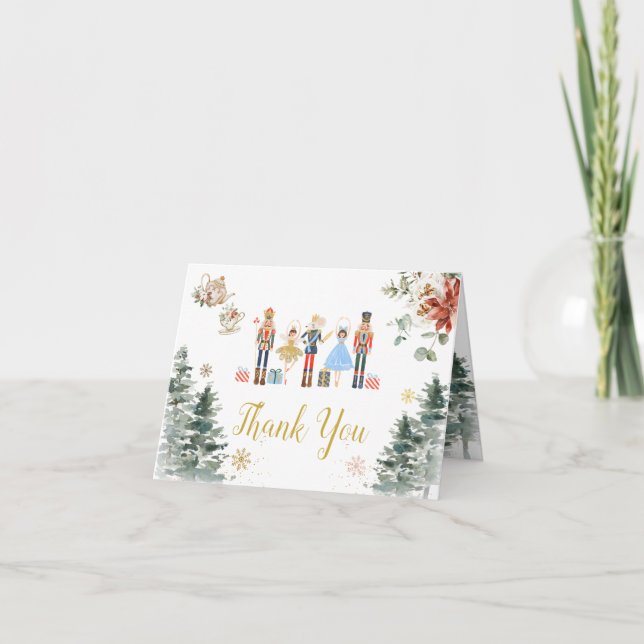 Carte De Remerciements Thé de Fête des mariées noisette de Noël plié (Devant)