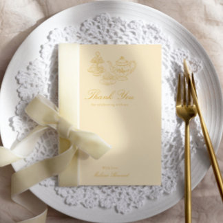 Carte De Remerciements Thé de l'après-midi Mariage Shower Dessinée à la M