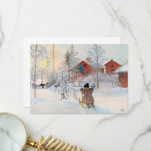 Carte De Remerciements The Yard and Washhouse par Carl Larsson (Devant/Arrière en situation)