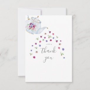 Carte De Remerciements Théière Fête de Mariage Florale 
