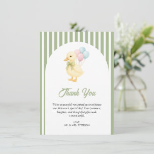 Carte De Remerciements Thème Anniversaire Enfant Canard Mignon Rayures Pr