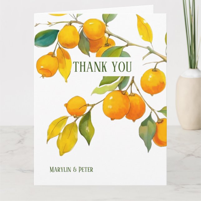 Carte De Remerciements Thème aquarelle orange Couleurs vives (Devant)