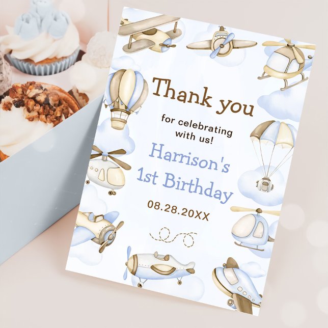 Carte De Remerciements Thème Avion de Cute Boy (Créateur téléchargé)