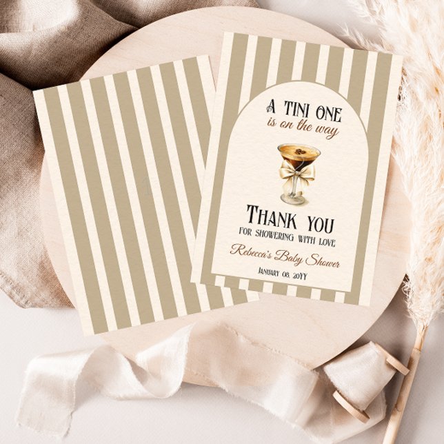 Carte De Remerciements Thème café Espresso Martini Baby shower Bow (Créateur téléchargé)