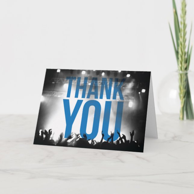 Carte de remerciements - thème de concert (Devant)