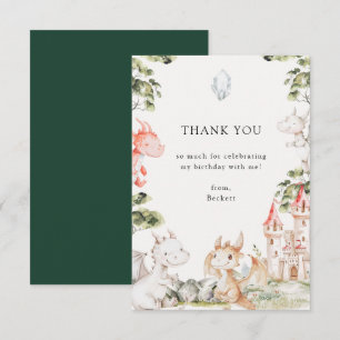Carte De Remerciements Thème de fête d'anniversaire Dragon
