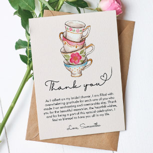 Carte De Remerciements Thème de fête de mariage moderne Blush Tea Party