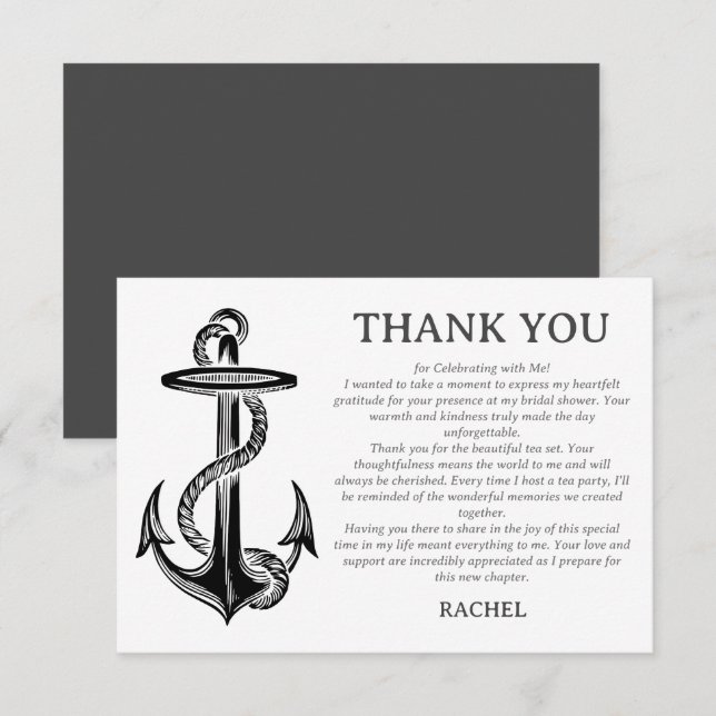 Carte De Remerciements Thème de fête prénatale de mariage nautique classe (Devant / Derrière)
