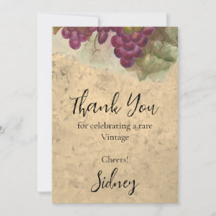 Carte De Remerciements Thème élégant d'anniversaire vin de vignoble vinta
