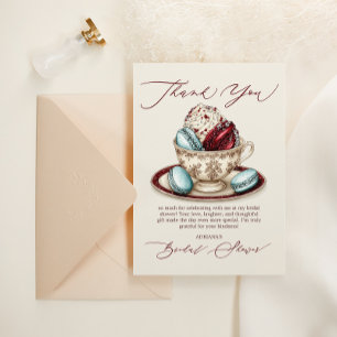 Carte De Remerciements Thème élégant de thé pour la douche de mariée
