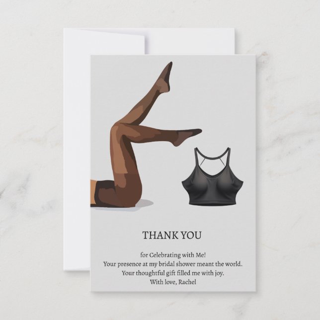 Carte De Remerciements Thème lingerie chic pour douche de mariée (Devant)