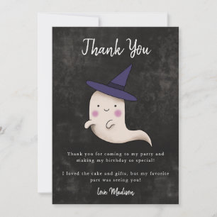 Carte De Remerciements Thème Little Boo Halloween Fête d'anniversaire pou