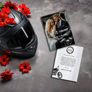 Carte De Remerciements Thème moto Mariage moto Décontracté moderne