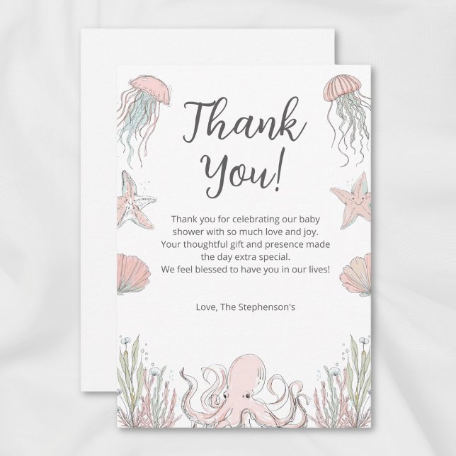 Carte De Remerciements Thème Océanique et Littoral pour Baby Shower Adora (Créateur téléchargé)